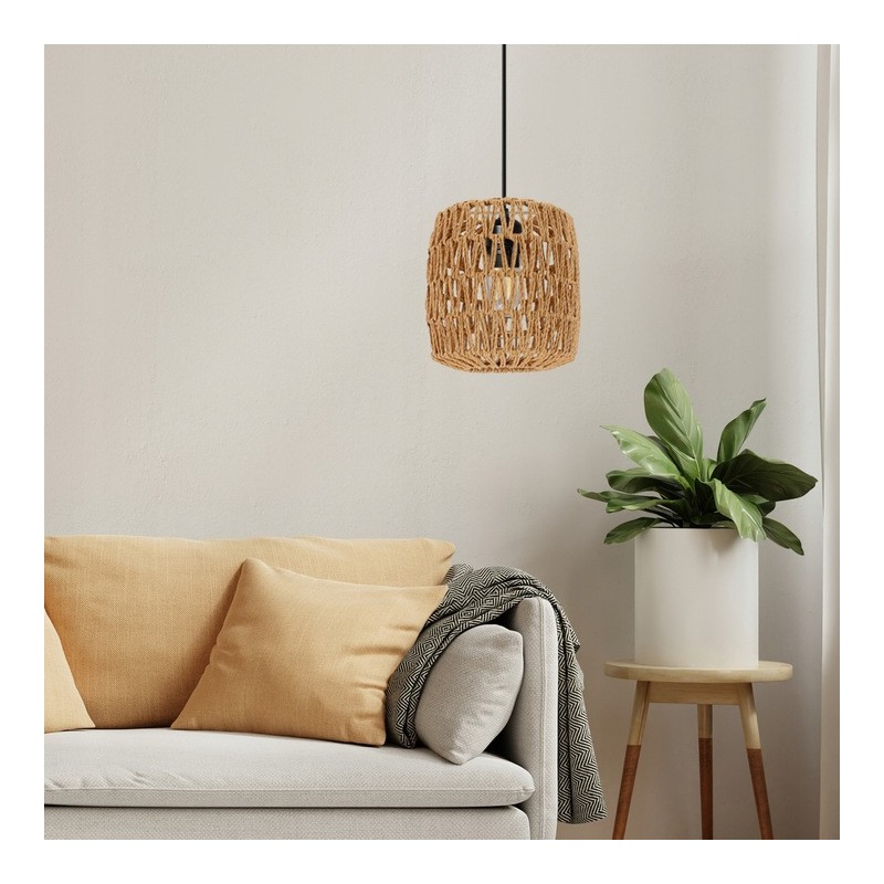 Lampa Sufitowa Wisząca Boho Pleciona Sznurkowa Jutowa APP1252 Toolight