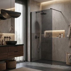 Kabina prysznicowa Walk-In Rea Flexi Grey / Black 90