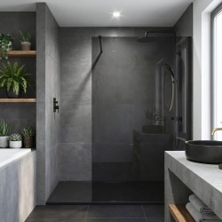 Kabina prysznicowa Walk-In Rea Flexi Grey / Black 130