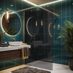 Kabina prysznicowa Walk-In Rea Flexi Grey / Brush Gold 130