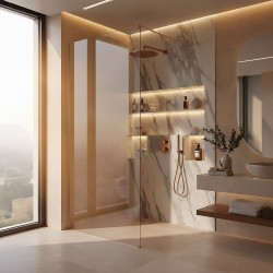 Kabina prysznicowa Walk-In Rea Flexi Transparent / Brush Copper 130