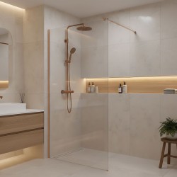 Kabina prysznicowa Walk-In Rea Flexi Transparent / Brush Copper 130