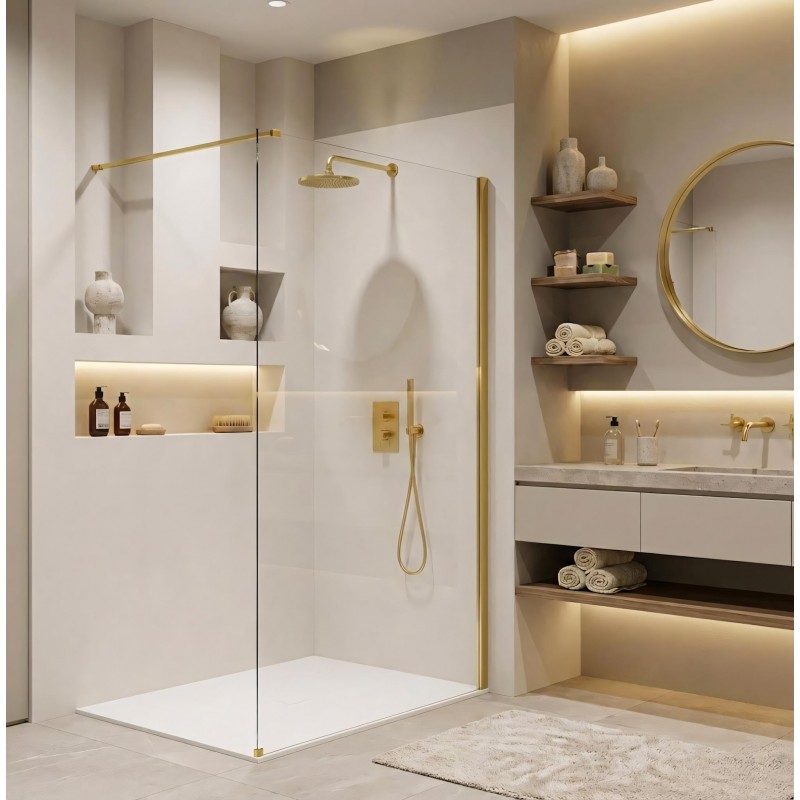 Kabina prysznicowa Walk-In Rea Flexi Transparent / Gold 100