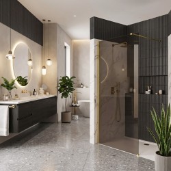 Kabina prysznicowa Walk-In Rea Flexi Brown / Gold 90