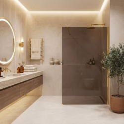 Kabina prysznicowa Walk-In Rea Flexi Brown / Gold 100