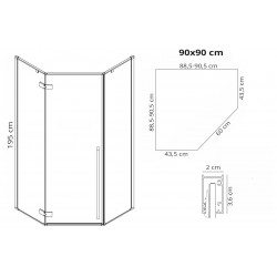 Kabina Prysznicowa Rea DIAMOND 90x90 Miedź Szczotkowana