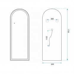 LUSTRO LED Orbit 60x170cm Czarne