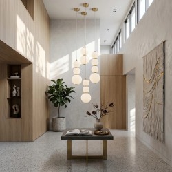 Lampa sufitowa wisząca LED LHJ114-4CP złota szczotkowana