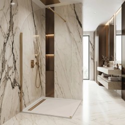 Ścianka prysznicowa Walk-In Rea Heaven Brush Gold 90