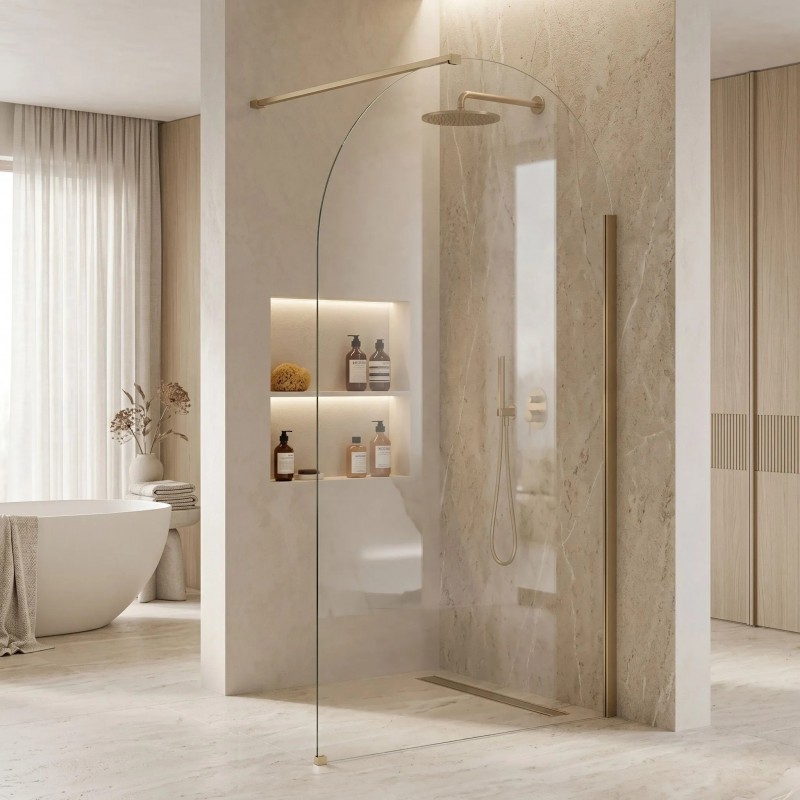 Ścianka prysznicowa Walk-In Rea Heaven Brush Gold 100