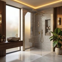 Ścianka prysznicowa Walk-In Rea Heaven Brush Gold 120