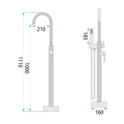 Bateria wannowa podłogowa Rea Lungo Miedź