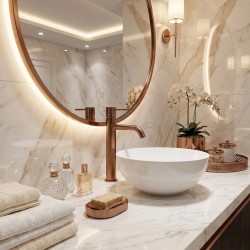 Bateria Umywalkowa Rea Lungo Diamond Miedź Szczotkowana Wysoka