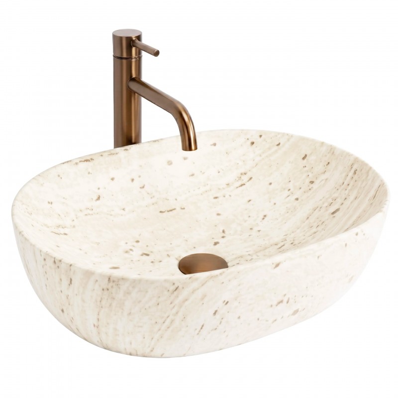 Umywalka Nablatowa REA Amelia Travertine Classic 48