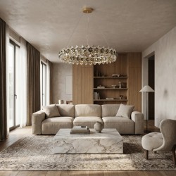 Lampa Wisząca z Kryształami SWE094-CP 60cm Złota