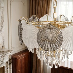 Lampa Wisząca z Kryształami SWE083-CP 40cm Złota