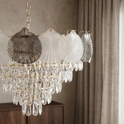 Lampa Wisząca z Kryształami SWE084-CP 60cm Złota