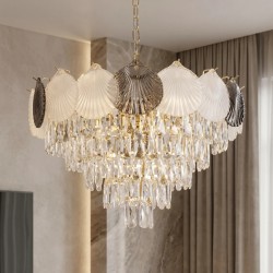 Lampa Wisząca z Kryształami SWE084-CP 60cm Złota