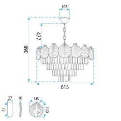Lampa Wisząca z Kryształami SWE084-CP 60cm Złota