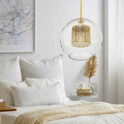 Lampa wisząca szklana loft APP554-1CP 20cm Złota