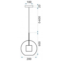 Lampa wisząca szklana loft APP554-1CP 20cm Złota
