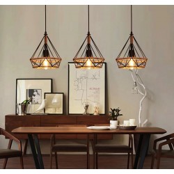 Lampa sufitowa geometryczna wisząca w stylu loft boho sznur APP678-1CP