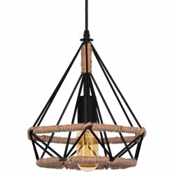 Lampa sufitowa geometryczna wisząca w stylu loft boho sznur APP678-1CP