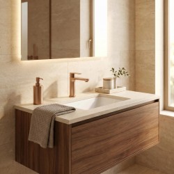 Bateria umywalkowa Rea Logan Miedź Szczotkowana Niska