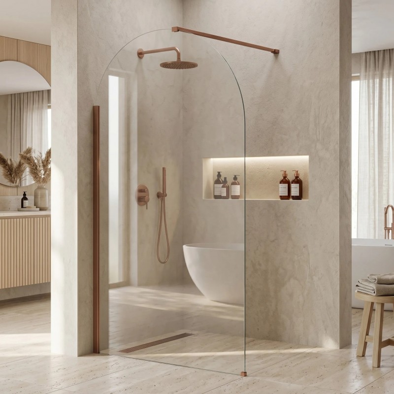 Ścianka prysznicowa Walk-In Rea Heaven Brush Copper 120