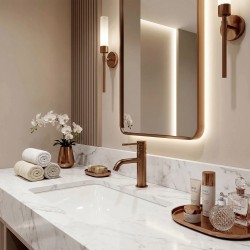 Bateria umywalkowa Rea Lungo Diamond Miedź Szczotkowana Niska