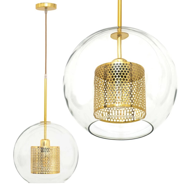 Lampa wisząca szklana loft APP555-1CP 25cm ZŁOTA