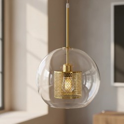 Lampa wisząca szklana loft APP555-1CP 25cm ZŁOTA