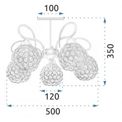 Lampa Kryształowa Żyrandol z Metalowymi Liśćmi APP636-5C