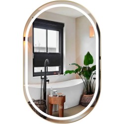 LUSTRO ŚCIENNE LED OLL 60x90 cm Złote Szczotkowane