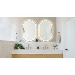 LUSTRO ŚCIENNE LED OLL 60x90 cm Złote Szczotkowane