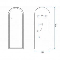 LUSTRO LED Orbit 50x160cm Czarne