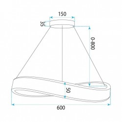 LAMPA SUFITOWA WISZĄCA SWE067-CP 60cm ZŁOTA SZCZOTKOWANA