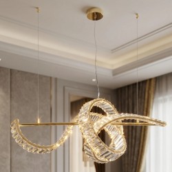 LAMPA SUFITOWA WISZĄCA KRYSZTAŁOWA LED SWE082-CP ZŁOTA