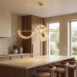 LAMPA SUFITOWA WISZĄCA KRYSZTAŁOWA LED SWE082-CP ZŁOTA