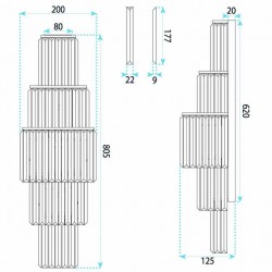 KINKIET ŚCIENNY Z KRYSZTAŁAMI SWE097-W 80 cm ZŁOTY
