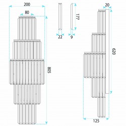 KINKIET ŚCIENNY Z KRYSZTAŁAMI SWE097-W 80 cm ZŁOTY
