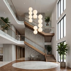 Lampa sufitowa wisząca LED LHJ117-2CP złota szczotkowana