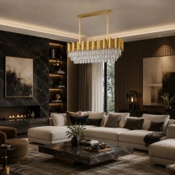 Lampa Wisząca z Kryształami SWE101-CP Złota