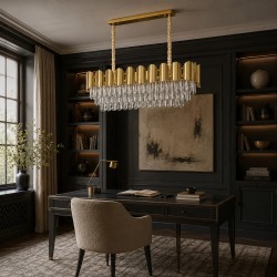 Lampa Wisząca z Kryształami SWE101-CP Złota