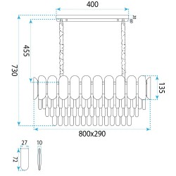 Lampa Wisząca z Kryształami SWE101-CP Złota