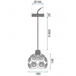 LAMPA WISZĄCA SUFITOWA KRYSZTAŁOWAA APP208-1C Złota