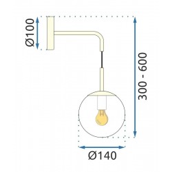 Lampa Ścienna Kinkiet Szklany APP685-1W Złota