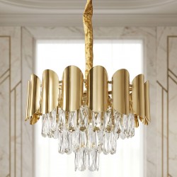 Lampa Wisząca z Kryształami SWE099-CP 40cm Złota