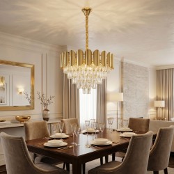 Lampa Wisząca z Kryształami SWE100-CP 60cm Złota