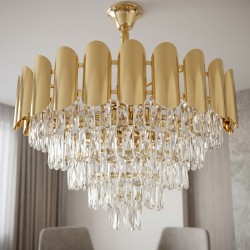 Lampa Wisząca z Kryształami SWE100-CP 60cm Złota